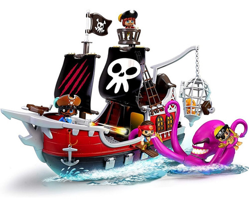 Pinypon Action Barco Pirata Gigante + 2 Figuras Muñecos