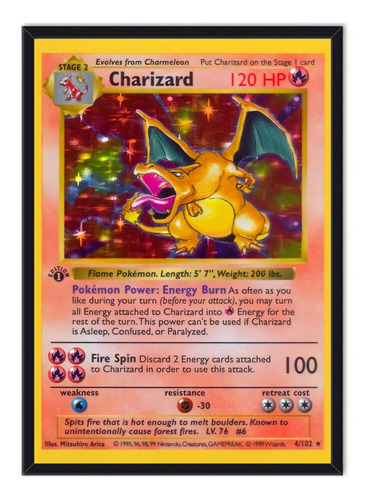 Cuadro Enmarcado - Póster Carta Pokémon Charizard 