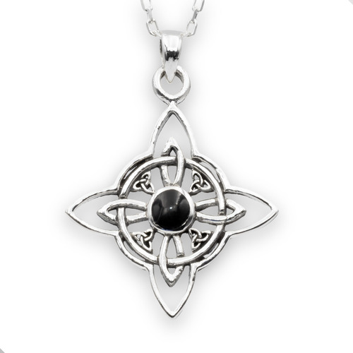 Colgante Nudo De Brujas Black Resin Plata 925 +cadena | M453