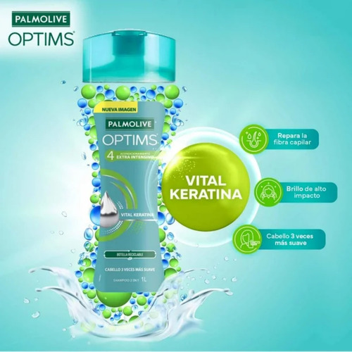 Shampoo Palmolive Optims Acondicionamiento 1 L - 4 Pzas