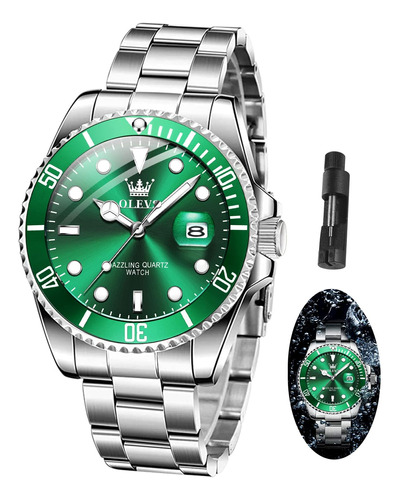 Relojes De Pulsera Para Hombre Con Esfera Verde, Relojes De