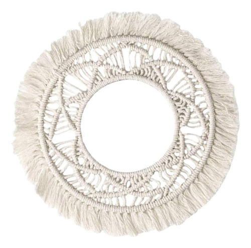 Espejo De Pared Con Tapiz Tejido De Macramé Para