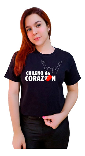 Polera Chile Fiestas Patrias Chileno De Corazón Todas Tallas