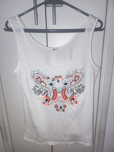 Musculosa De Algodón Bordada De Dama