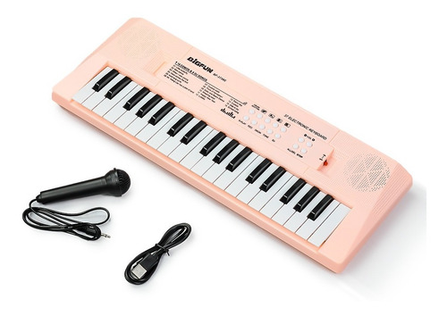 Imagem 1 de 3 de Teclado Infantil Standard 37 Teclas Usb Rosa C/ Microfone