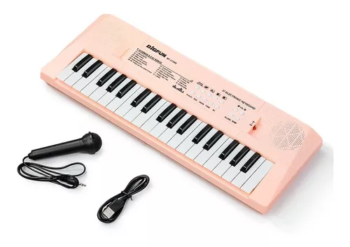 Piano de Teclado para Crianças, Rosa Multifuncional 22 Músicas