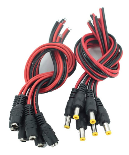 Devmo 5 Pares De Cables De Alimentación De 12 V Cc 12 V, Conectores Macho Y Hembra De 12 V 5 A, Enchufe De Enchufe De 5,5 X 2,1 Mm Para Cámara De Seguridad Cctv Adaptador De Alimentación