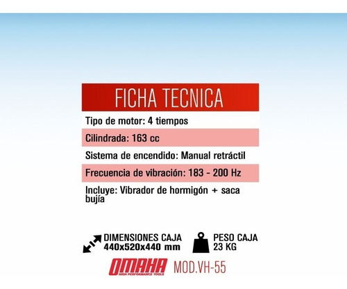 Imagen 2 de 7 de Vibrador De Hormigón Naftero 5.5 Hp 163 Cc 4t Omaha