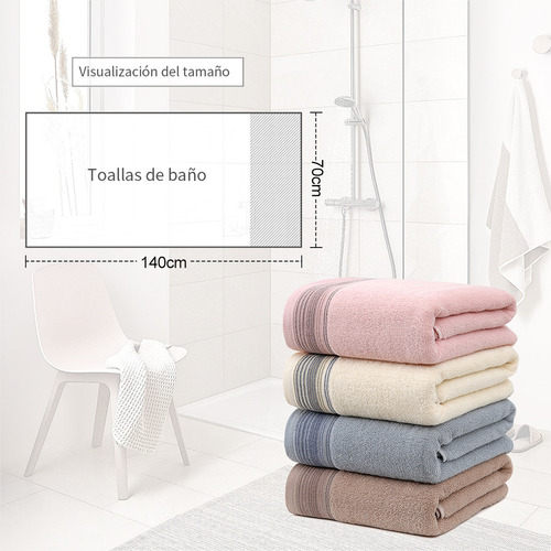Y 2 Pcs Toalla Baño Completo Grande 100% Algodón 70×140 Cm