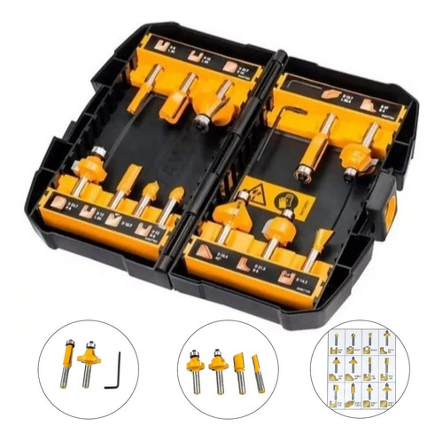 Jogo Com 12 Fresas Profissionais Dewalt Dw90016-la