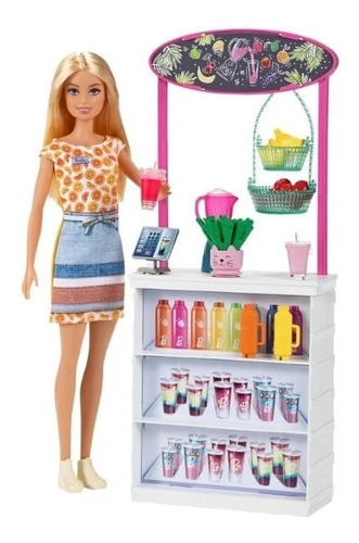 Muñeca Barbie con tienda de zumos