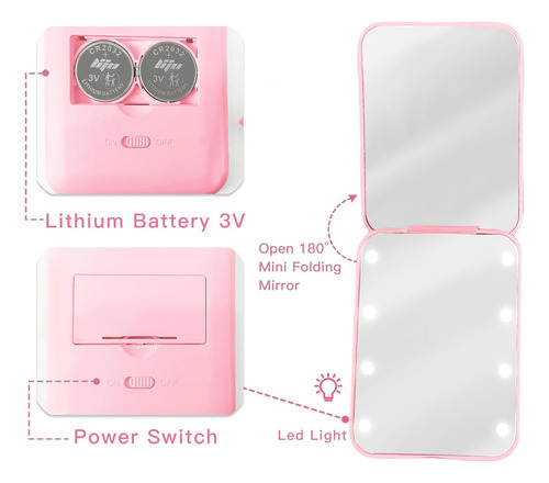 Aganmi Led Personalizado Espejo De Bolsillo De Bolsillo