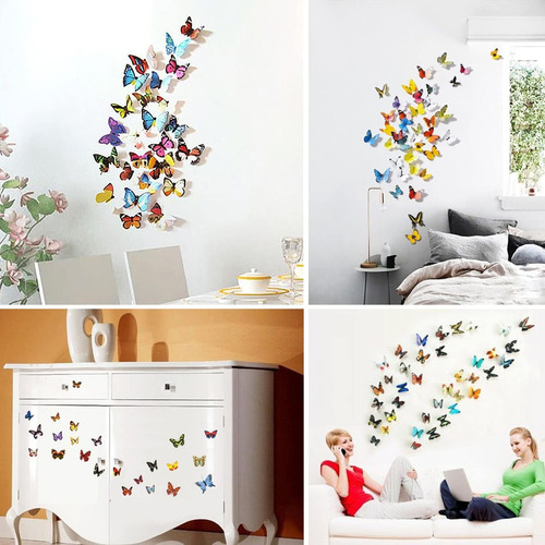 96pcs Etiqueta Engomada De Mariposa Decorativa Calcomanía 3d