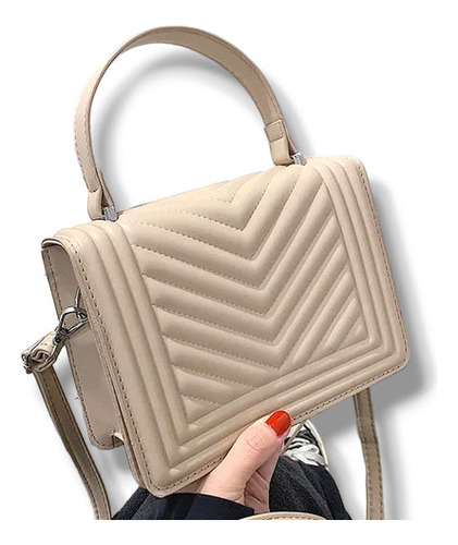 Cartera Minibags Color Beige Tipo Bandolera  