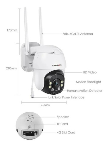 Imagen 4 de 10 de Pack X2 Camara Solar Exterior Ptz Wifi Full Hd Vigilancia