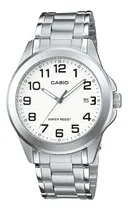 Comprar Reloj pulsera Casio MTP-1215 con correa de acero inoxidable color plateado - fondo blanco