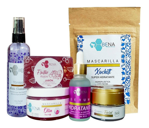 Kit Skincare Antiage Acido Hialuronico Y Frutos Rojos Bena