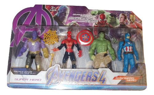 4 Muñecos Super Héroes Articulados Blíster 11cm Avengers 4