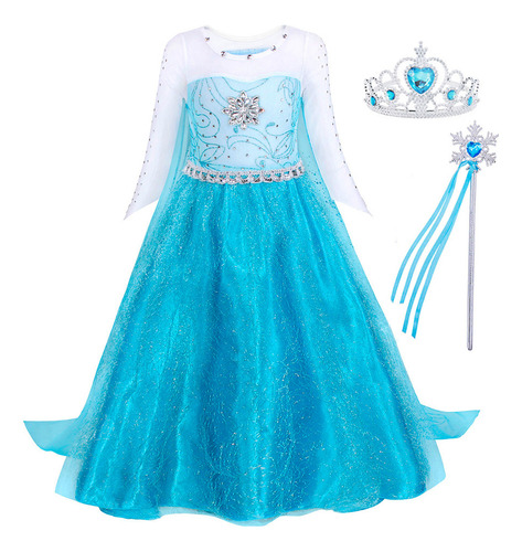 Vestido Elsa Frozen Niña Cosplay Hallowee Navidad Fiesta Y Varita Corona Regalos De Halloween Regalos Del Día Del Niño Fiesta De Cumpleaños Disfraz