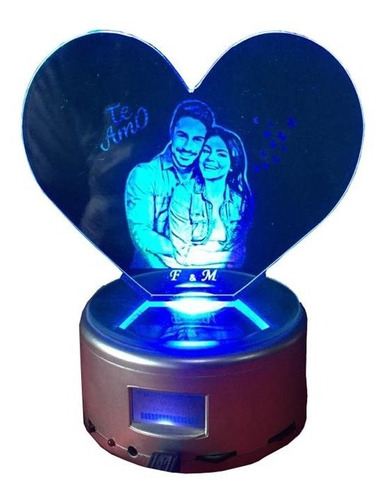 Bocina Bluetooth Giratoria + Corazon Personalizado