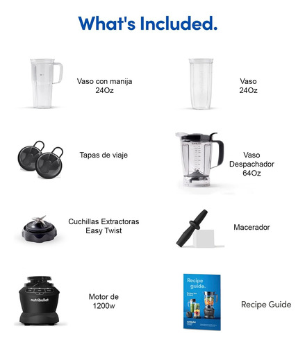 Licuadora Profesional Nutribullet Blender Combo 64oz 1200w (Reacondicionado)