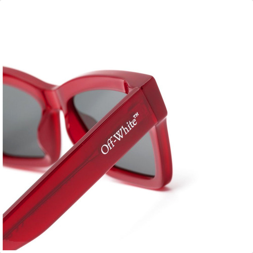 Óculos De Sol Off-white Cincinnati Armação Vermelho Haste Vermelho Lente Preto Desenho Ocean