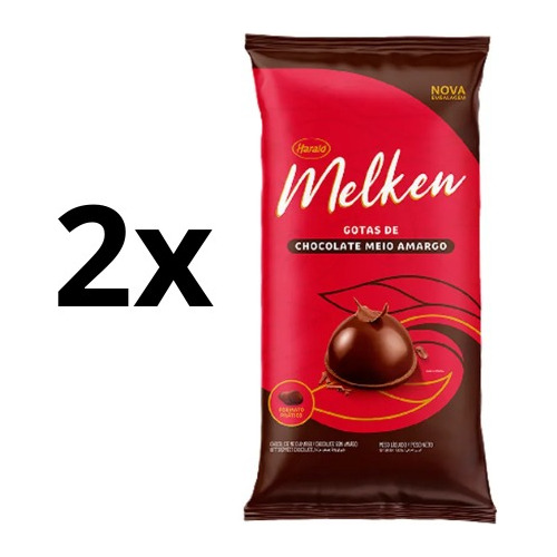 Kit 2 Harald Melken Gotas Chocolate Meio Amargo 2kg