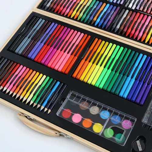 Set De Arte 180 Pcs Lapices Para Colorear Maleta De Madera