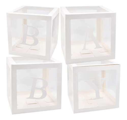 Dubedat 4 Caja Bebe Transparente Blanca Letra Decoracion