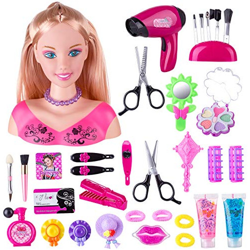 Hmane Styling Head Doll For Girls, 34pcs Deluxe Peluquero He