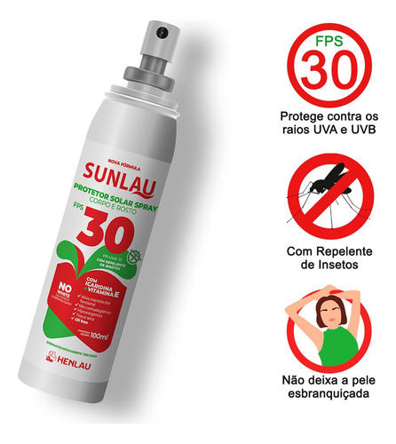Protetor Solar Spray Repelente Sunlau Fps 30 100ml Icaridina