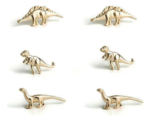 3 Charm Post Stud Pendientes Jurassic Park Animal T-rex Dino