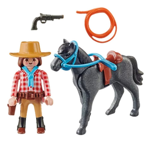 Imagen 3 de 6 de Playmobil Special Plus 70602 Mujer Jinete Del Oeste Caballo