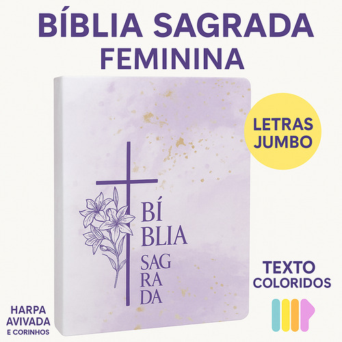 Bíblia Sagrada Tamanho Jumbo E Letras Jumbo Com Harpa Avivada E Textos Coloridos
