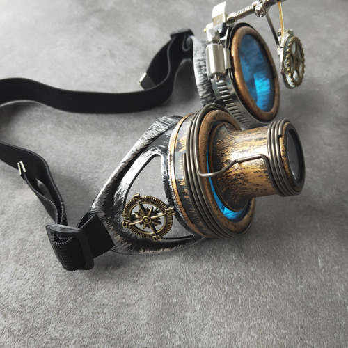 Funky Steampunk Goggles Mujeres Lentes Azules Cosplay