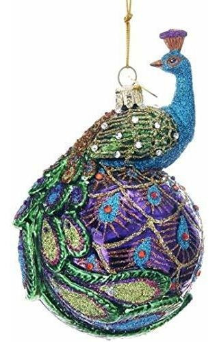 Kurt Adler 5  Noble Gemas De Vidrio Pavo Ornamento.