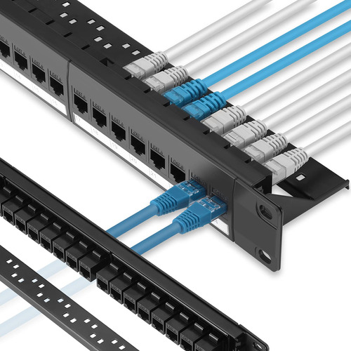 Panel De Conexin De 24 Puertos Cat6 Con Soporte Keystone En