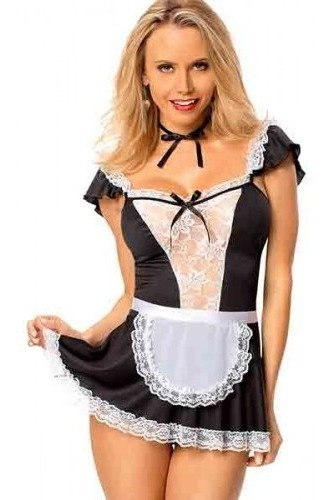 Lenceria Conjunto Disfraz Criada Traviesa Talla S Ssm