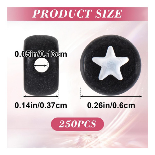 Oiiki 250pcs Beads De Patrón De Estrella Redonda Para Joyas,