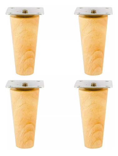 Pack 4 Pata De Madera Maciza Para Mueble 10cm