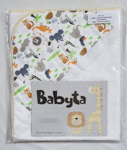 Toallon Con Capucha Estampado Bebe Niño Babyta