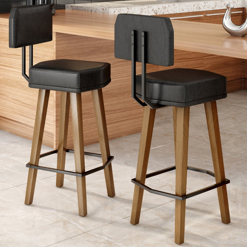 Banqueta Banco Alta Com Encosto Para Balcão Bistrô Cozinha Acabamento Da Estrutura Courissimo Cor Preto