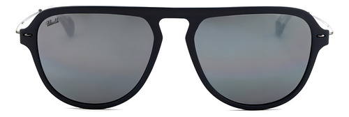 Anteojo Lente Sol Vulk Eldon Mblu-046/s10 -optica Del Bosque Lente Negro Pleno Varilla Plata Oscuro Armazón Azul Marino Oscuro Diseño Redondo