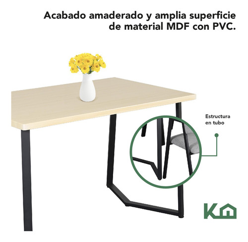 Juego De Comedor 4 Sillas Mesa Rectangular Cocina Cafetería