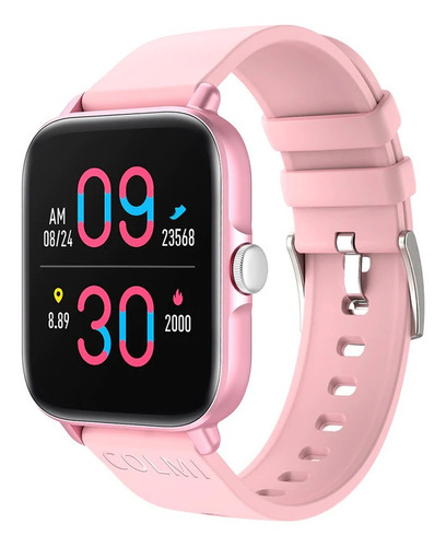 Smartwatch Colmi Series P P28 Plus Colmi P28plus 1.69" caja 36mm de  aleación  rosa, malla  rosa de  silicona deportes impermeables