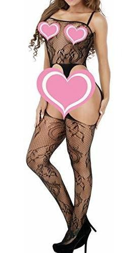 Rozegaga Mujer Mallas Bodystocking Body Lencería Negro