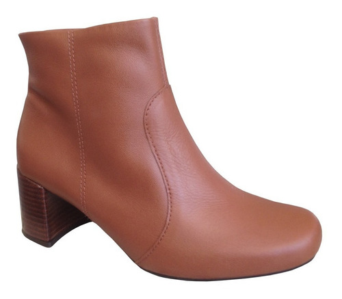 Imagem 1 de 2 de Bota Usaflex Z4203 Em Couro E Salto Fachetado 6cm
