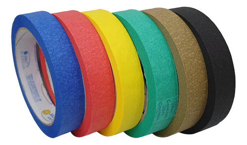 Kit De Fita Crepe Colorida 18mm X 30m Fitas Adesivas 6 Cores