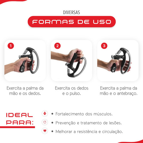 Hand Grip Exercitador E Fortalecedor De Mão Antebraço 100kg Cor Preto