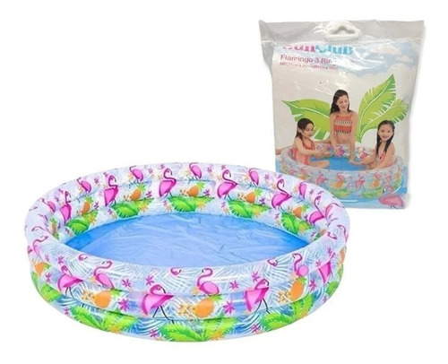 Imagen 3 de 5 de Pileta Redonda Inflable Flamenco 3 Anillos 190l Niño Verano